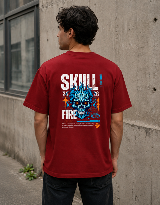 Oversized Graphic T-Shirt – Skull Fire Edition