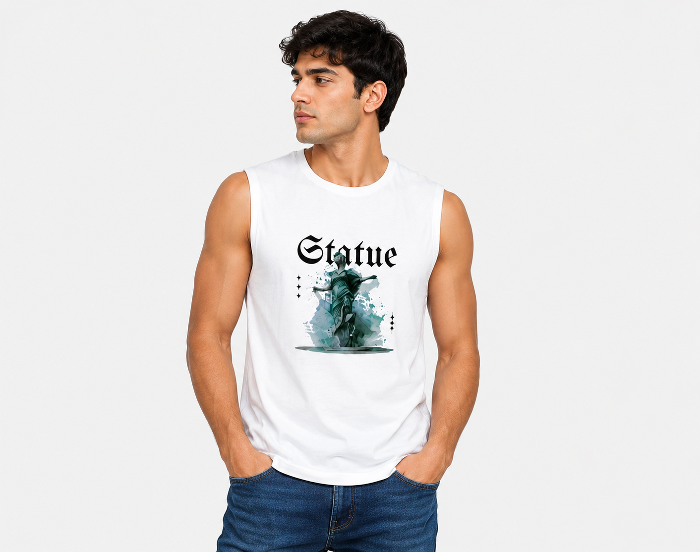 Premium Sleeveless T-Shirt Statue Graphic